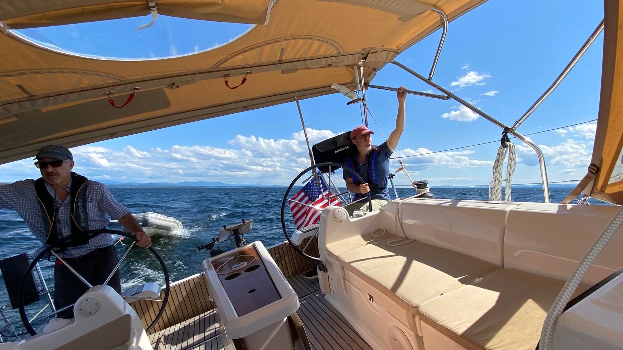 Matthew Harmon and family sailing aboard Magic on Lake Champlain